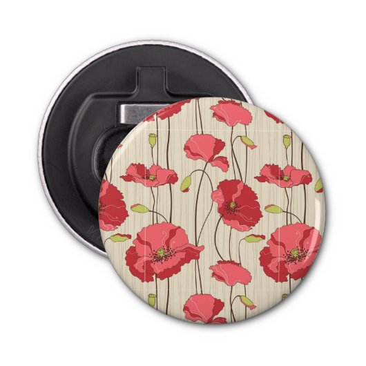 Muster für Retro-Poppies Flaschenöffner (Vorderseite)