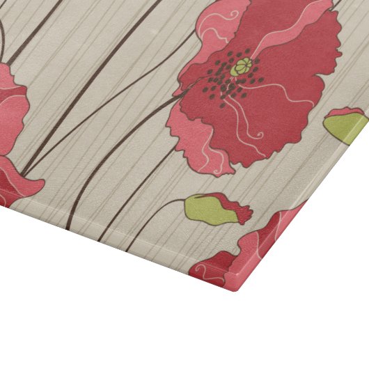 Muster für Retro-Poppies Schneidebrett (Ecke)