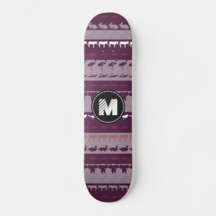 Muster für Retro-Retro-farbige Monogramm-Tiere Skateboard