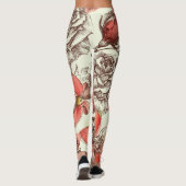 Muster für Retro-Rote Rosen Leggings (Rückseite)