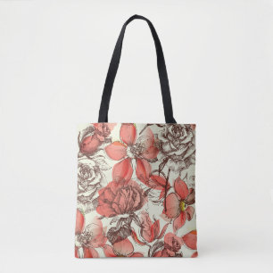 Muster für Retro-Rote Rosen Tasche