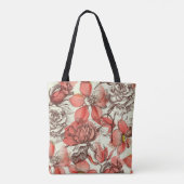 Muster für Retro-Rote Rosen Tasche (Rückseite)