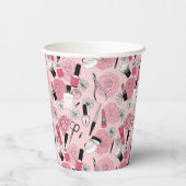 Muster für rosa Blumenbeauty Pappbecher (Rückseite)