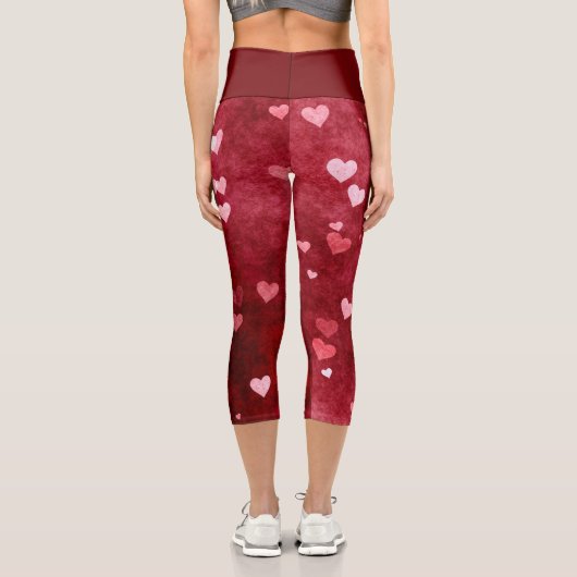 Muster für rosa Herzen Capri Leggings (Rückseite)