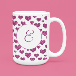 Muster für rosa Herzen Elegantes Monogramm Kaffeetasse