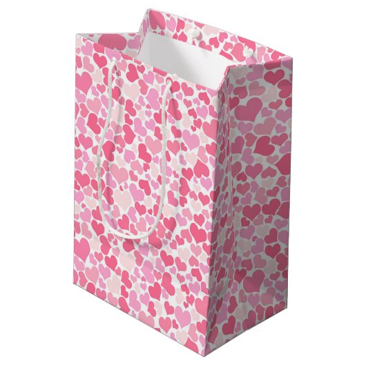 Muster für rosa Herzen - Geschenktasche Mittlere Geschenktüte (Rückseite Schrägansicht)