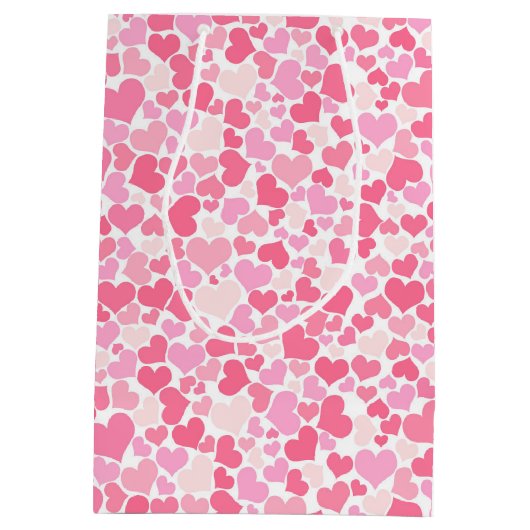 Muster für rosa Herzen - Geschenktasche Mittlere Geschenktüte (Rückseite)