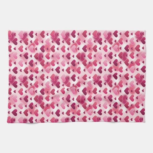 Muster für rosa Herzen Geschirrtuch (Horizontal)
