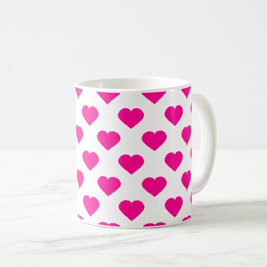 Muster für rosa Herzen Kaffeetasse (VorderseiteRechts)