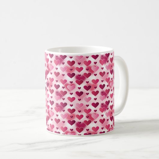 Muster für rosa Herzen Kaffeetasse (VorderseiteRechts)
