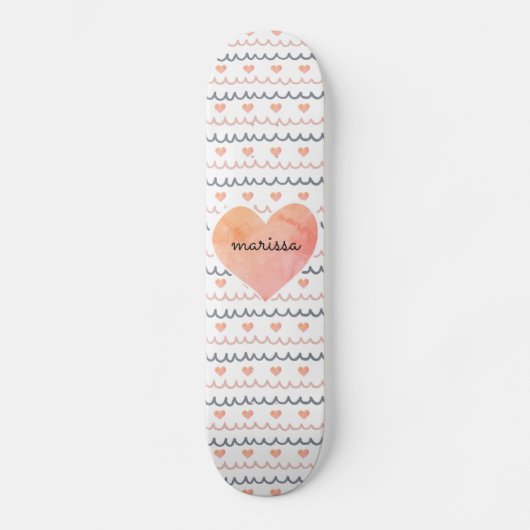 Muster für rosa Herzen Skateboard (Vorderseite)
