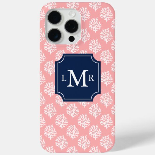 Muster für rosa Korallenriffe und Monogramm Case-Mate iPhone Hülle (Rückseite)