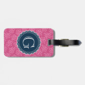 Muster für rosa Navy-Monogram-Hibiskus Gepäckanhänger (Rückseite horizontal)