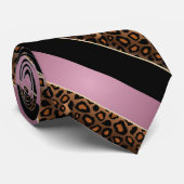 Muster für rosa, schwarze und leopardene Streifen Krawatte (Gerollt)