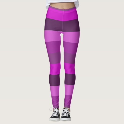 Muster für rosa und lila einfarbige Streifen Leggings (Vorderseite)