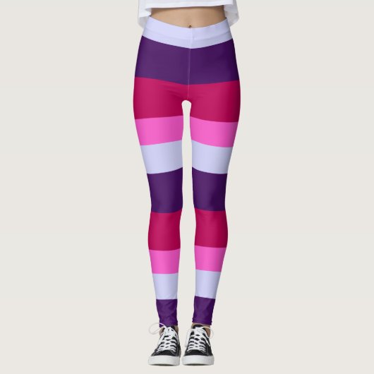 Muster für rosa und Lila Streifen Leggings (Vorderseite)