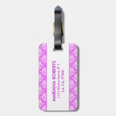 Muster für rosa und weiße Damaskus Gepäckanhänger (Rückseite vertikal)