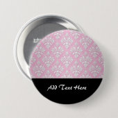 Muster für rosa und weiße, florale Damast Button (Vorne & Hinten)