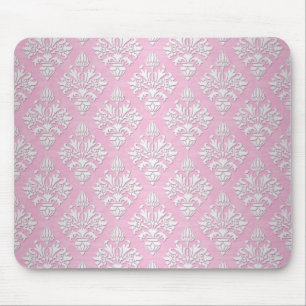 Muster für rosa und weiße, florale Damast Mousepad