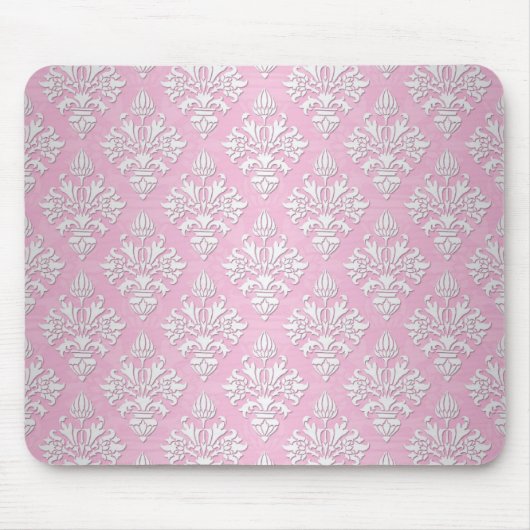 Muster für rosa und weiße, florale Damast Mousepad (Vorne)