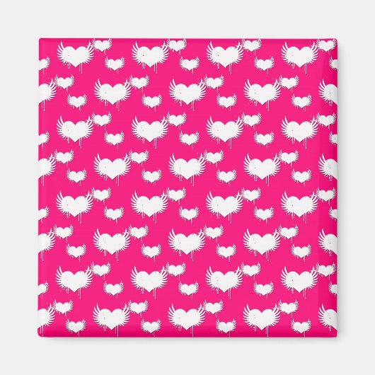 Muster für rosa und weiße Herzen Magnet (Vorne)