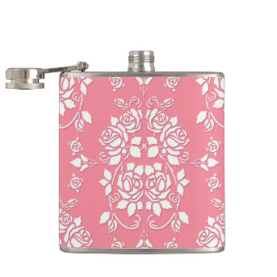 Muster für rosa und weiße Rosen Flachmann