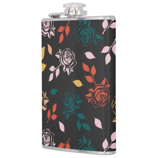 Muster für Rose und Blätter Flachmann (Links)