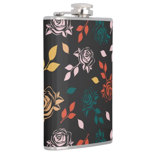 Muster für Rose und Blätter Flachmann (Rechts)