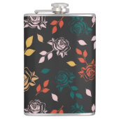 Muster für Rose und Blätter Flachmann (Vorderseite)