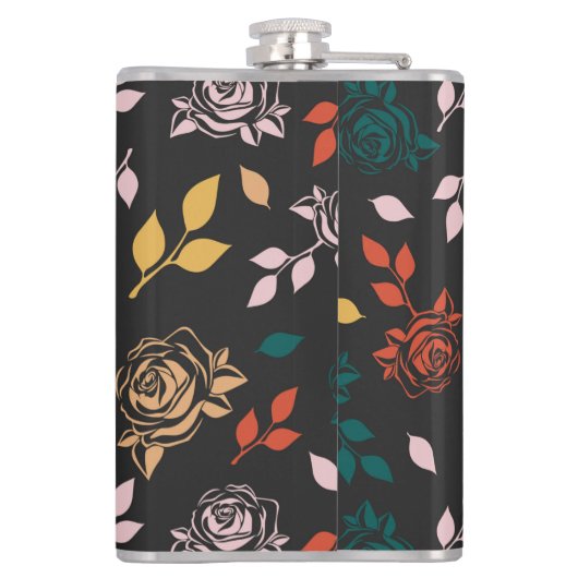 Muster für Rose und Blätter Flachmann (Rückseite)