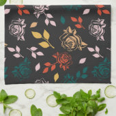 Muster für Rose und Blätter Geschirrtuch (Gefaltet)