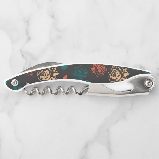 Muster für Rose und Blätter Kellnermesser (Rückseite)