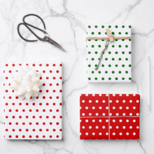 Muster für Rot-Grün-Punkte Geschenkpapier Set