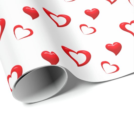Muster für rote Herzen | Valentinische Liebe Geschenkpapier (Rolleneckpunkt)
