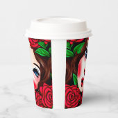 Muster für rote Lippen und Rote Rosen Pappbecher (Links)