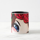 Muster für rote Lippen und Rote Rosen Tasse (Zentrum)