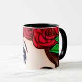 Muster für rote Lippen und Rote Rosen Tasse (VorderseiteRechts)