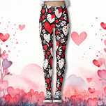 Muster für rote, schwarze und weiße Herzen und Blu Leggings<br><div class="desc">Rot,  Schwarz und Weiß Blume und Herzen zeichnen die Leggings der Frauen aus. Diese Leggings sind sehr niedlich für romantische Ferien wie einen Jubiläum oder Valentinstag.</div>