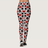Muster für rote, schwarze und weiße Kartenzeichen Leggings (Rückseite)