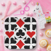 Muster für rote, schwarze und weiße Kartenzeichen Pappteller (Party)