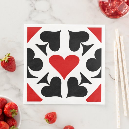Muster für rote, schwarze und weiße Kartenzeichen Serviette (Beispiel)