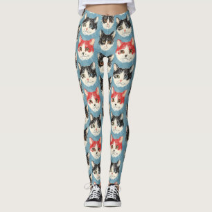 Muster für rote und schwarze Katzen Leggings