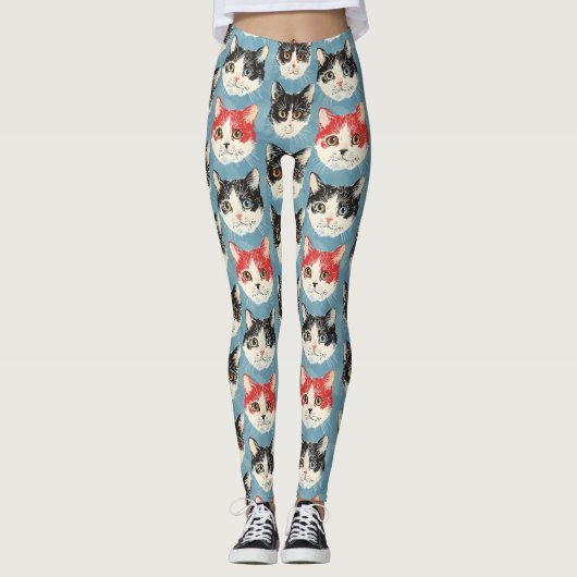 Muster für rote und schwarze Katzen Leggings (Vorderseite)