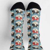 Muster für rote und schwarze Katzen Socken (Oben)