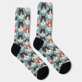 Muster für rote und schwarze Katzen Socken (Rechts)