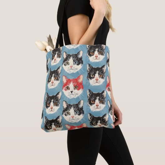 Muster für rote und schwarze Katzen Tasche (Von Nahem)