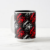 Muster für rote und silberne Lieben Zweifarbige Tasse (Vorderseite Links)