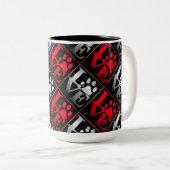 Muster für rote und silberne Lieben Zweifarbige Tasse (VorderseiteRechts)