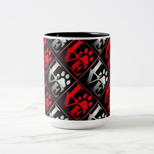 Muster für rote und silberne Lieben Zweifarbige Tasse (Mittel)