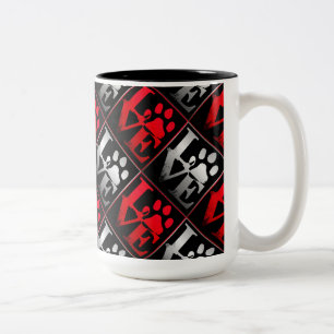 Muster für rote und silberne Lieben Zweifarbige Tasse
